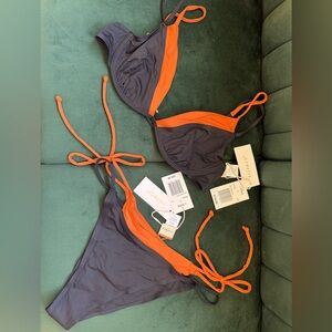 L*Space Bold Orange and Black Swimwear Set